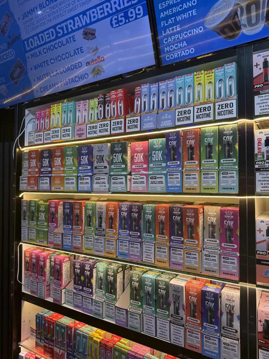Inside Trent Vapes — the big-puff wall